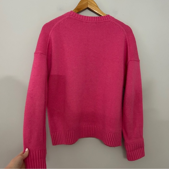 Boden Natalie Embroidered Sweater Party Pink French Bulldog - Picture 3 of 5